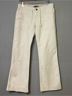 The North Face Linen Blend Pants Womens Size 8 Cream Wide Leg Drawstring Casual
